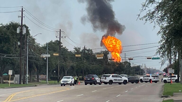 Pipeline explosion near Houston erupts in a towering flame, forcing evacuations