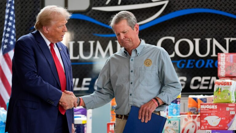 Trump, Georgia Gov. Kemp make rare appearance together to survey Hurricane Helene damage