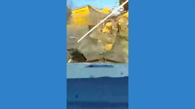 WATCH:  Highway worker dodges truck on New York interstate