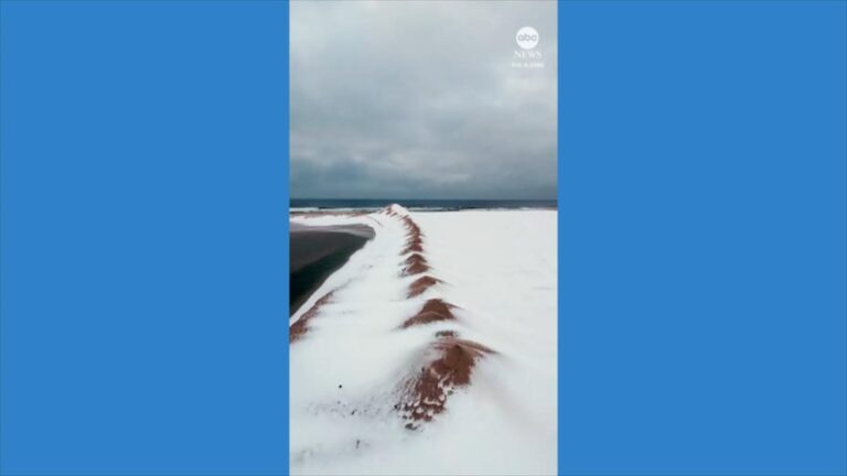 WATCH:  Footage captures snow-covered shores after NY winter storm